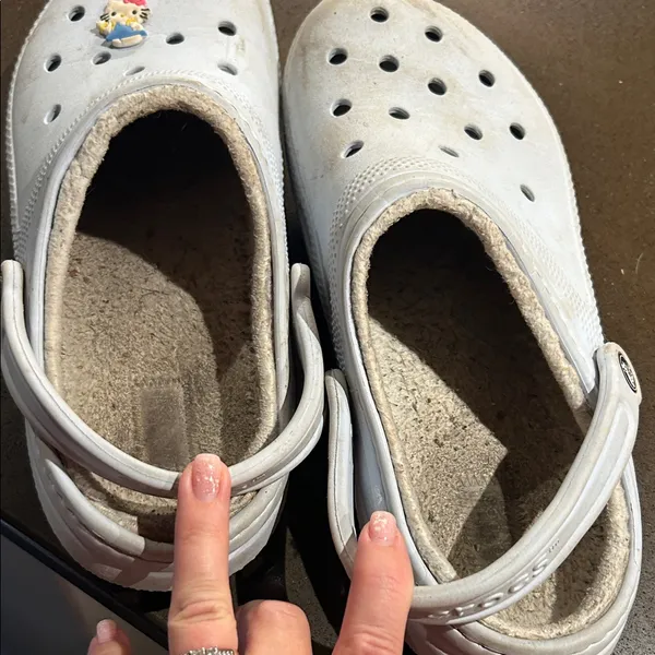 Crocs White Clogs with Strap - Image 7