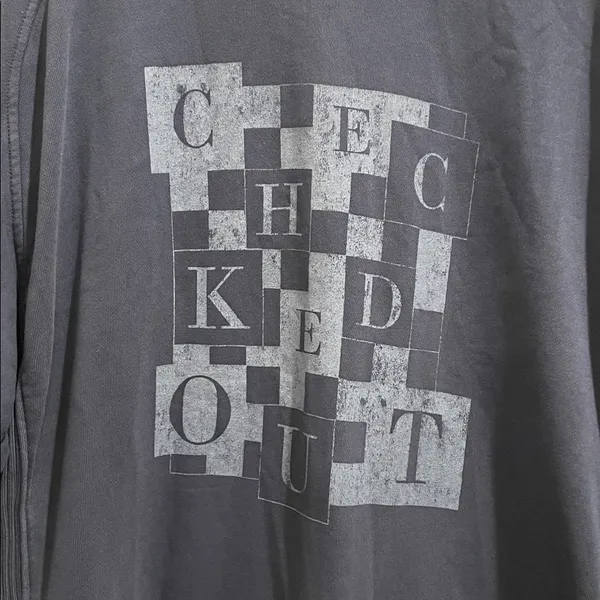 AERIE Checked Out Oversized Crew Neck Pullover Sweatshirt Size M - Image 4