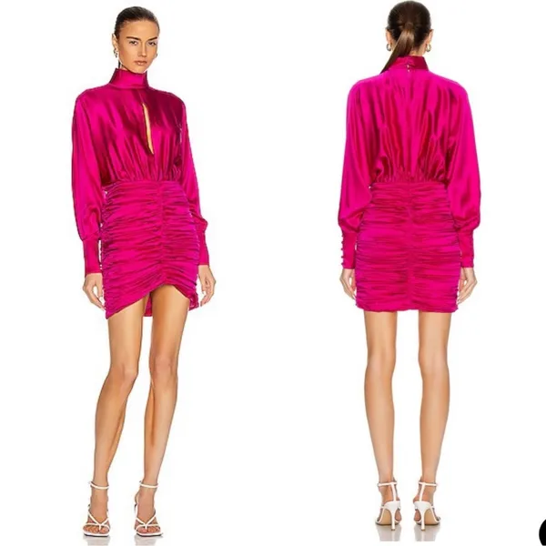 Retrofête Silk Barbara Mini Dress in Orchid Pink size XS NEW $695 - Image 2