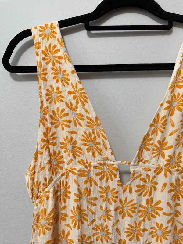 Love Tree Sleeveless Floral Midi Length Dress in White and Orange Size L - Image 3