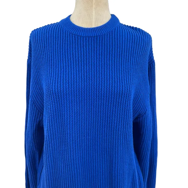 Bogner Vintage Sweater Ribbed‎ Knit Cotton Acrylic Blend Blue Size US 10 - Image 3