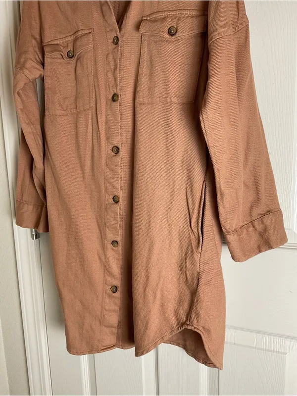 The Drop Spreadfashion Long Sleeve Twill Utility Shacket Dress - Image 3