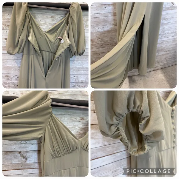 DB Studio Celebrate Womens 8 Maxi Dress Sage Green Leg Slit Sweetheart Neckline‎ - Image 7