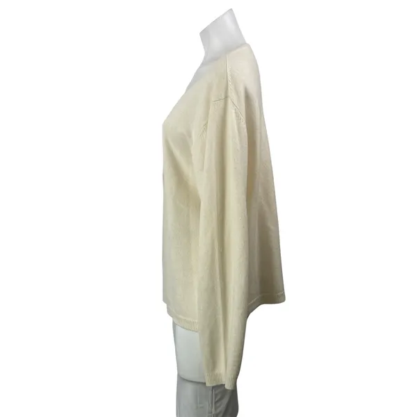 Neiman Marcus Cream 100% Cashmere Round Neck Button Down Cardigan Sweater Top 1X - Image 2