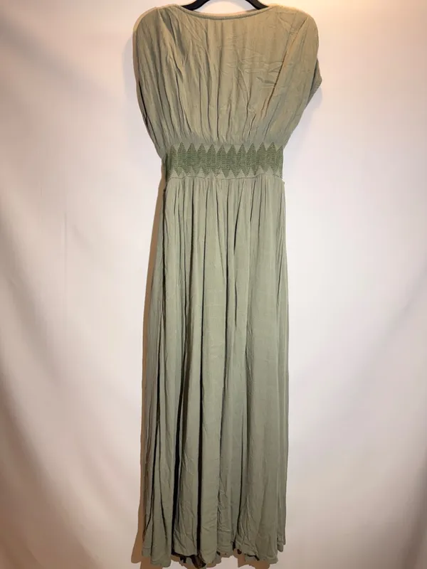 Free People Devon Ivory Black Embroidered High Slit Faux Wrap Maxi Dress S - Image 3