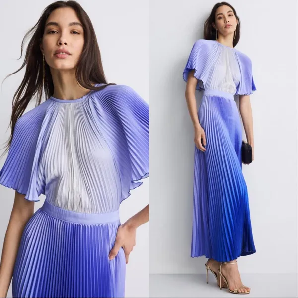 L'IDÉE Orchestra pleated gown in a blue and purple‎ lidee ombre 2 - Image 2