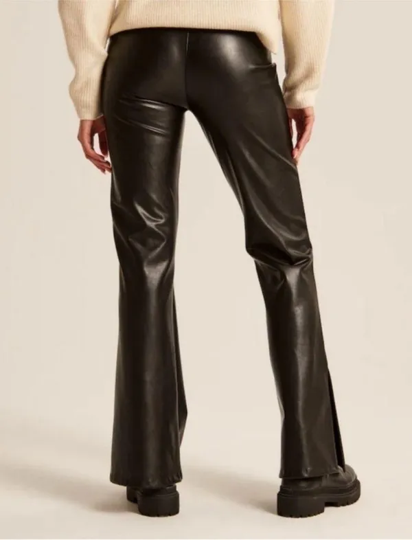 Abercrombie & Fitch Vegan Leather Flare Split Leg Pant - Extra Small Short - Image 3