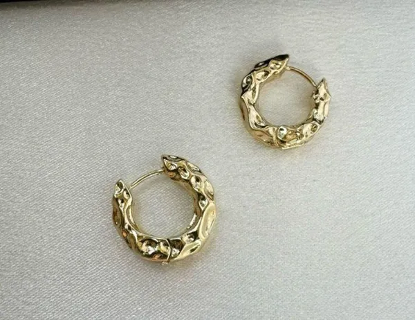 Irregular Small Gold Hoop Earrings for Women - Image 3