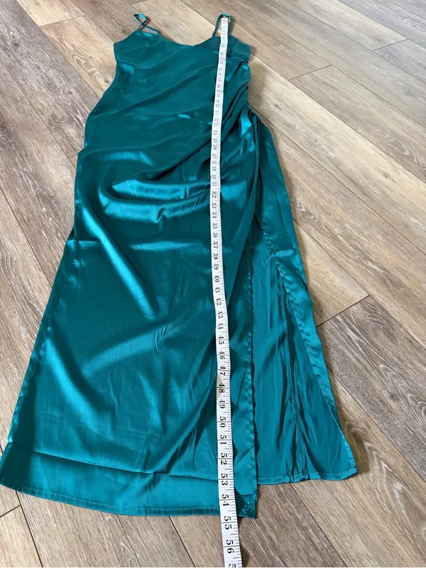 Forever 21 Teal Satin Slip Maxi Dress - Image 11