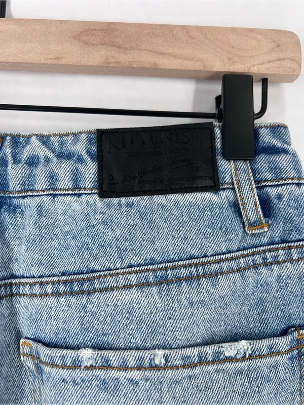 Kittenish Light Blue Distressed Cutoff Denim Mini Skirt Size S‎ - Image 6