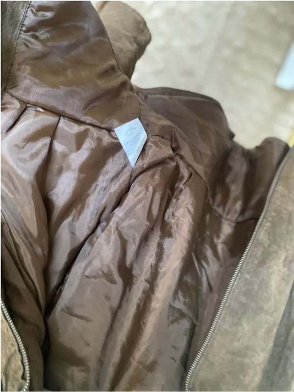 OutBrook M Brown Genuine Leather Shearling Collar Belted Aviator Moto Jacket Y2K - Image 5