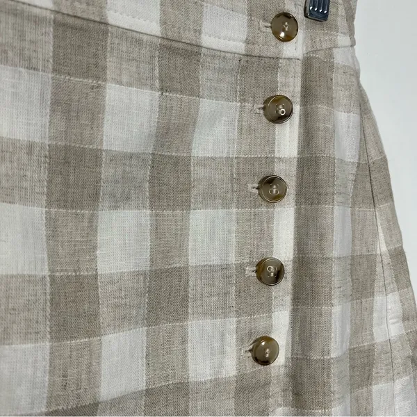 Madewell Linen‎ Blend Tulip Hem Mini Skirt NWT Size 6 Gingham Minimalist Casual - Image 9