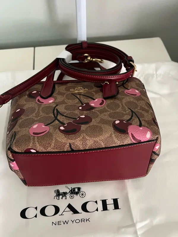 Coach City Mini Tote Bag In Signature Canvas With Cherry Print With Matching Wallet - Image 6