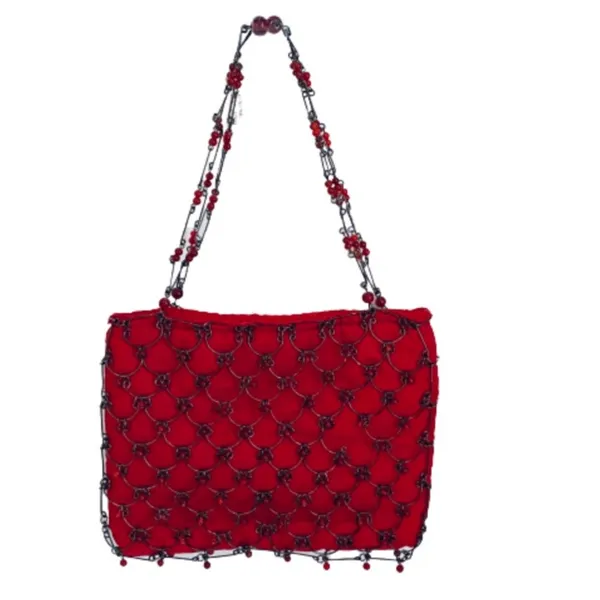 Eye Ful Bag Handbag Purse Red Metal Beaded Party Dressy Small Handbag NEW - Image 16