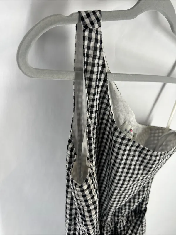 Vineyard Vines Black & White Gingham One-Shoulder Dress - Image 4