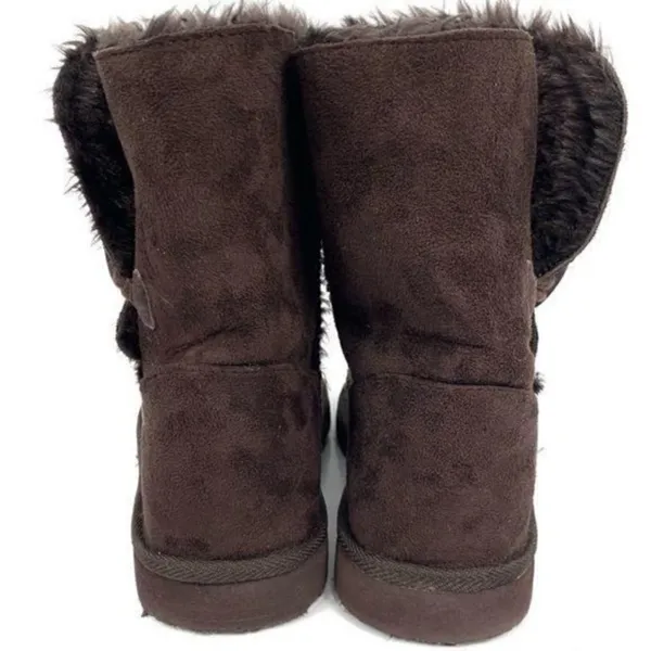 Bumper Brown Faux Suede & Fur Boots Size 7 - Image 6