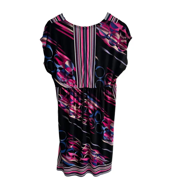 Vintage Y2K Bisou Bisou Abstract Geometric V-Neck Empire Waist Mini Dress - Image 3
