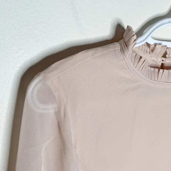 Cupcakes and Cashmere Malina pleated detail chiffon shift dress in tea rose sz S - Image 5