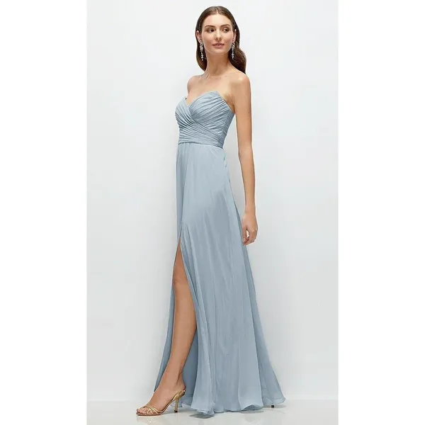 After Six Strapless Pleated Surplice Chiffon Maxi Dress With A-Line Skirt - Image 6