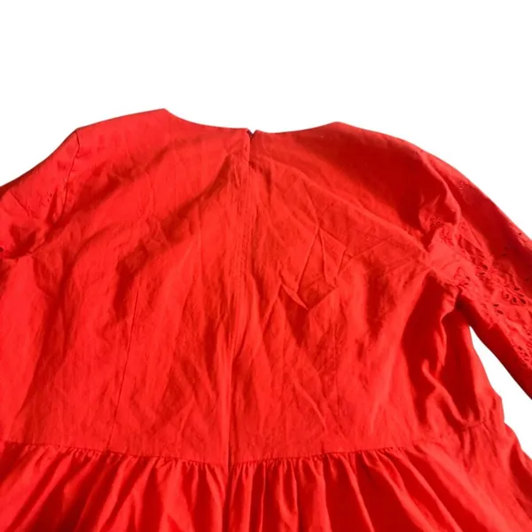 Madewell A-Line Dress Eyelet Cutout Trim 3/4 Sleeves Cotton Size 10 Women's - Image 7