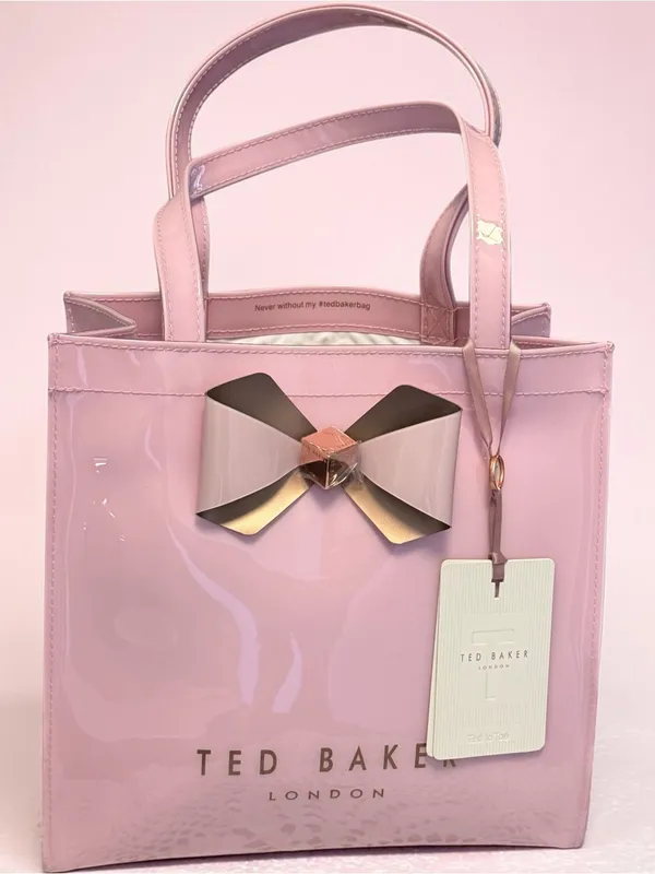Ted Baker Pink Patent tote bag with Signature Bow Accent NWT - Image 3