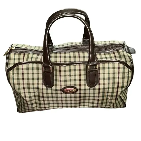 Lasserre Paris Unisex Vintage Checkered Boston Bag - Image 2