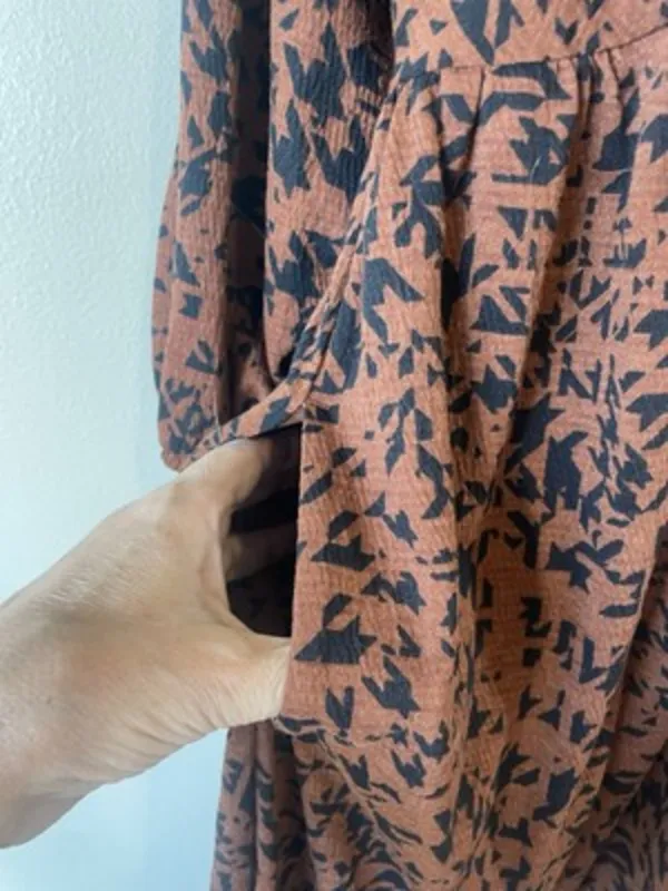 Ava & Viv A-Line Dress Size 2XL Brown Empire Waist Cut 3/4 Sleeve‎ Pullover Boho - Image 7