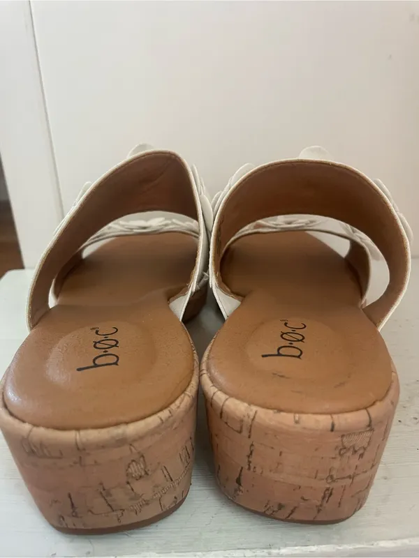 B.O.C. White Floral Cork-Wedge Slide Sandals - Women - Image 3