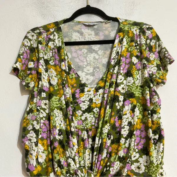 Seraphine Ariana Retro Floral Maternity Nursing Jersey Knit Mini Dress Small - Image 3