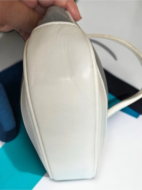 Coach Gray-Blue Signature Jacquard Shoulder Bag with White Trim - Image 6
