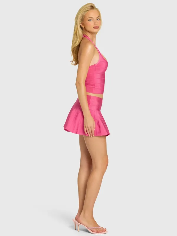 Oh Polly Bandage Skirt Set in Raspberry - Image 3