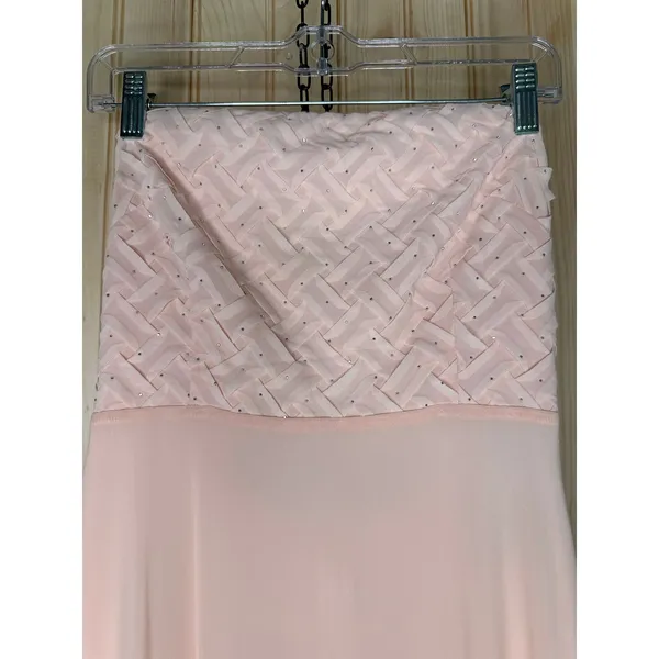 NWT Lulus Stunning Concept Light Pink Mesh Rhinestone Strapless Maxi Dress Sz M - Image 4