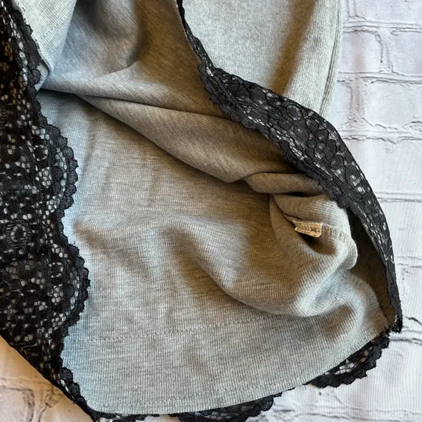 ZARA Trafaluc Grey Jersey Shirt Dress Small Black Lace Goth Comfy Neutral Loose fit - Image 9