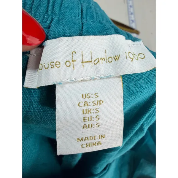 House of Harlow Shorts‎ Women S Teal Linen Blend High Waist Coastal Boho Resort - Image 2