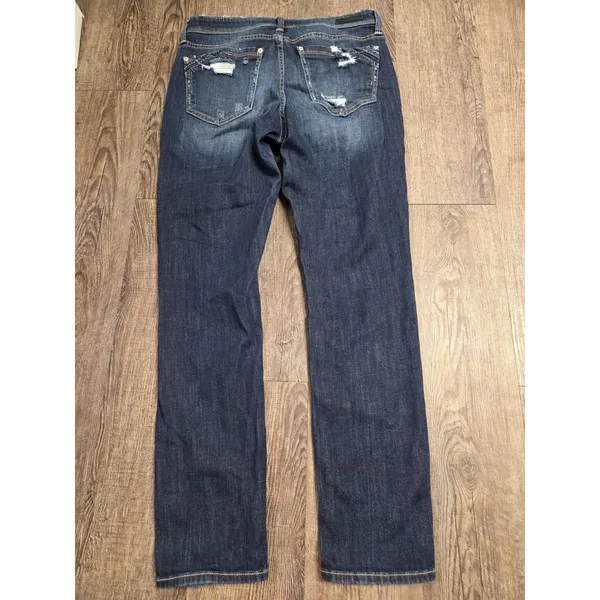 Buckle Black Distressed Dark Wash Fit 256 Skinny Stretch Jeans Size 27 - Image 4