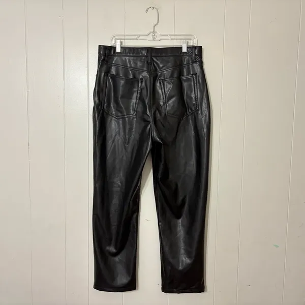 Abercrombie & Fitch 90s Straight Faux Leather Pants Black Ultra High Rise Size 1 - Image 8