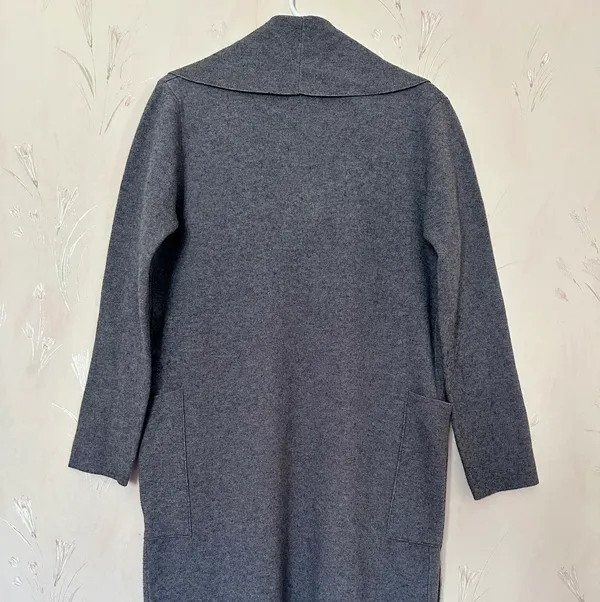 ZARA Long Knit Coat with Draped Neck - Image 5