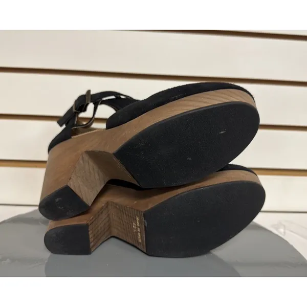 Free People Cedar Clogs Black Suede Platform Wood Women's 40.5 US 10.5 Boho - Image 6