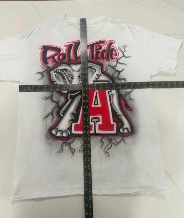 Custom Airbrushed Alabama Crimson Tide Elephant Graphic T Shirt White Adult L - Image 3