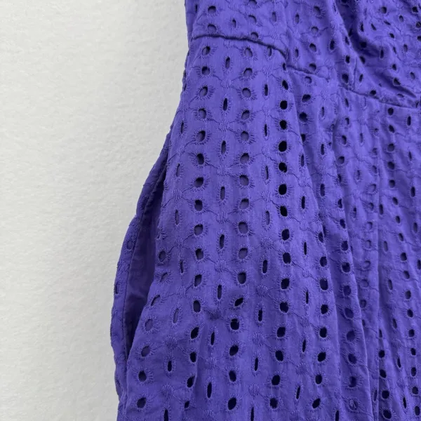 Eva Mendes NY&Co Purple Eyelet Fit Flare Dress Sz 12 Summer Cottagecore Classic - Image 5