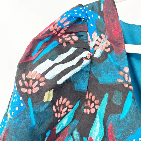 Eva Franco Tropical Sweetheart Tie‎ Front Puff Sleeve Blouse 4 Midnight Jungle - Image 6