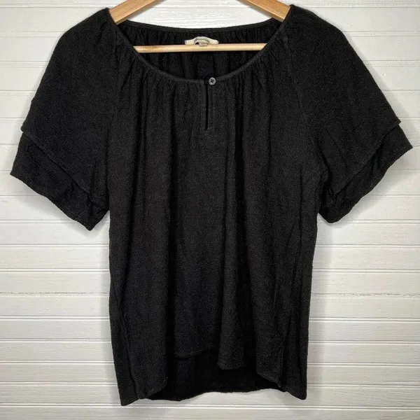Madewell Women's Black Tiered Sleeve Blouse Size S Casual Loose Fit - Image 2