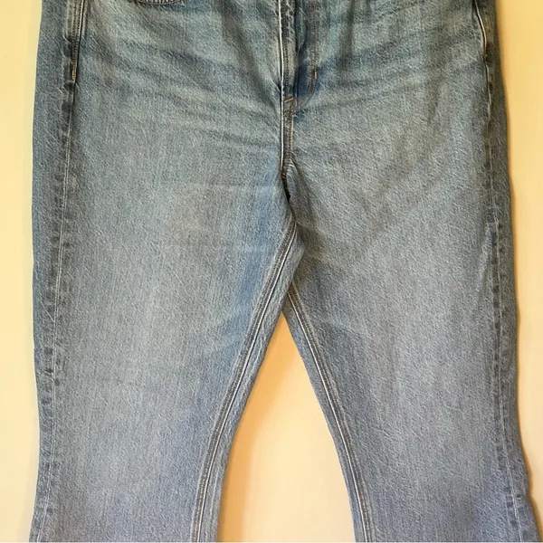 American Eagle Light Wash Distressed Flare Jean Size 12 Long - Image 13