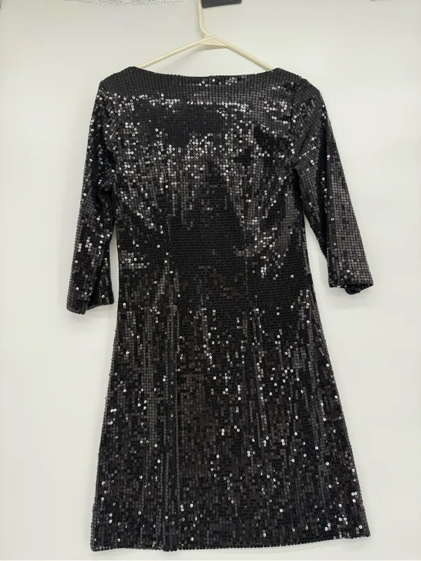 White House Black Market Black Sequin Mini Dress - Image 4