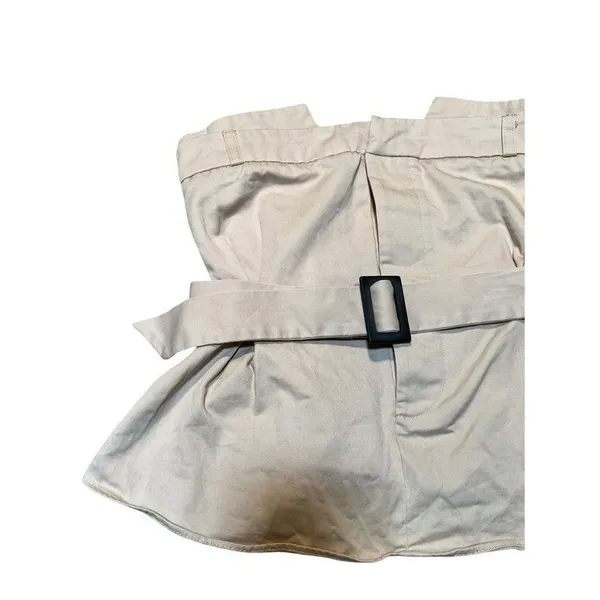 Zara Women's Sz Small Gabardine Top with Belt Light Beige Khaki Strapless Cotton - Image 4