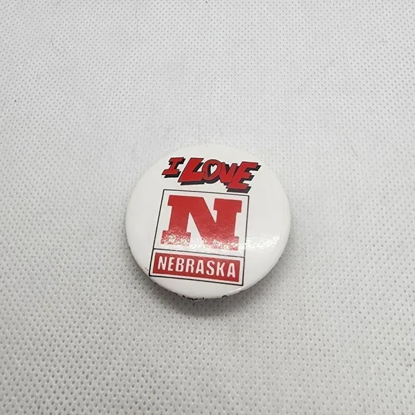 Vintage I Love N Nebraska Button Pin Red - Image 2