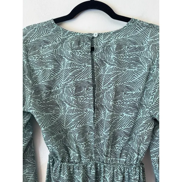 RAGA Tropical Green Floral Long Sleeve Blouson Maxi Dress Women’s Small - Image 5