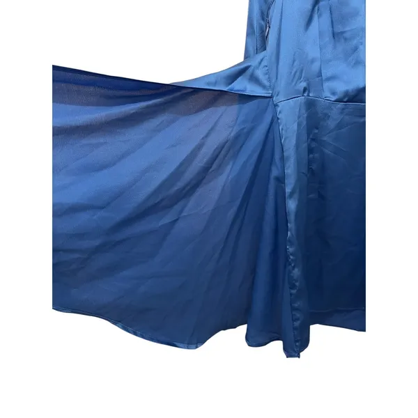 Hello Molly Love New Love Blue Satin Long Sleeve Tie‎ Front Mini Dress XS US 2 - Image 10