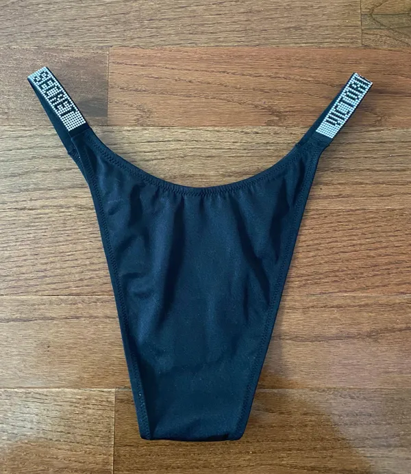 Victoria's Secret NWT SWIM Shine Strap Brazilian Bikini Bottom in black - Image 5