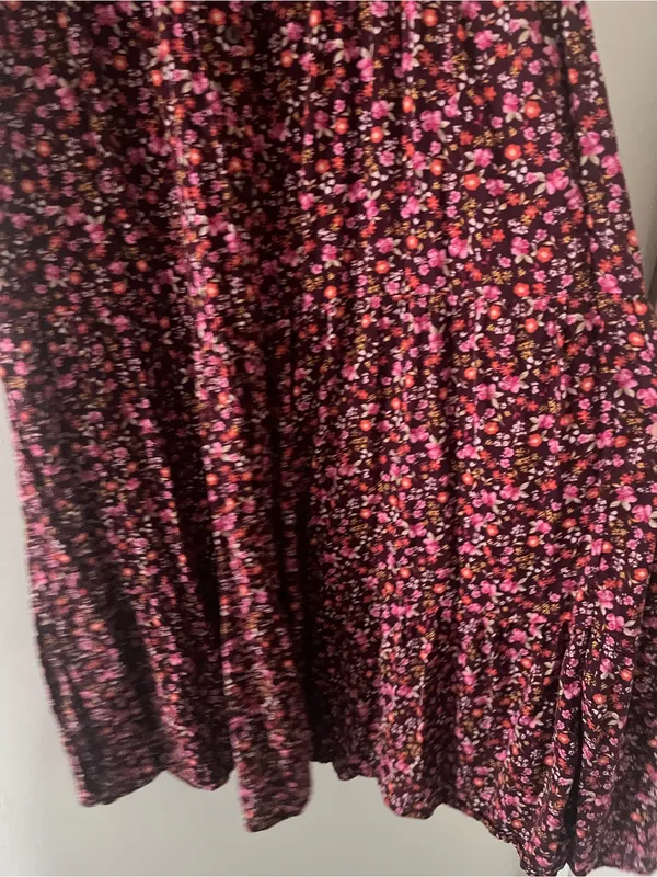 Old Navy Pink Floral Puff Sleeve Shirt Midi Dress XS Button Front Cottagecore - Image 4